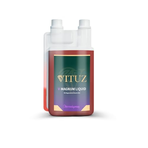 VITUZ V-Magnum Liquid für Pferde - Flüssiges Diätfuttermittel mit Magnesium, Tryptophan, Zink - Unterstützt nervöse und gestresste Pferde - 1L