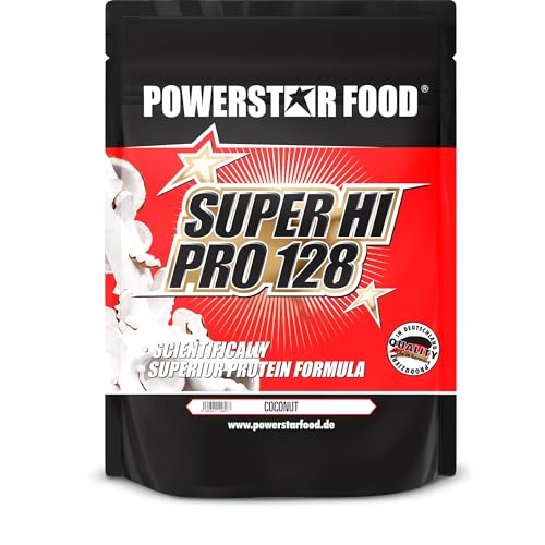 SUPER HI PRO 128 | Premium Mehrkomponenten Protein | Höchstmögliche Biologische Wertigkeit | 84% Protein i.Tr. | Low carb | Muskelaufbau & Abnehmen | Deutsche Herstellung | 1000g | Coconut