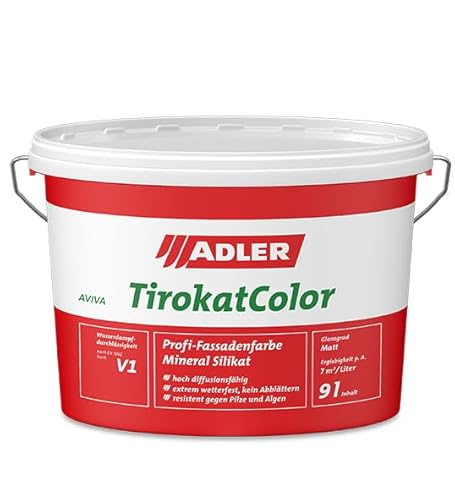 ADLER AVIVA Tirokat-Color - 9 Liter - B 01/4 Creme - Wetterbeständige, mineralische Fassadenfarbe auf Wasserbasis. Hochwertige Silikatfarbe für außen