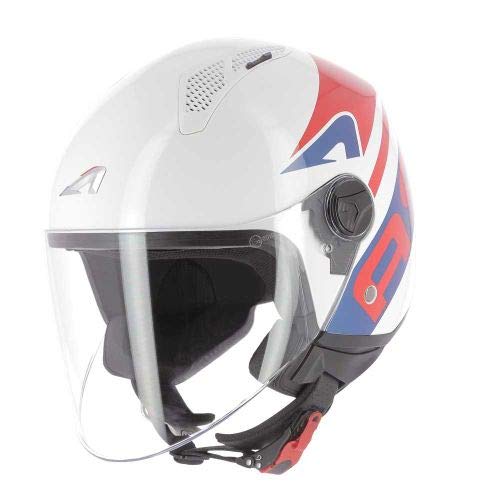 Astone Helmets - MINIJET Graphic LINK - Casque jet - Casque jet urbain - Casque moto et scooter compact - Coque en polycarbonate - navy red XS