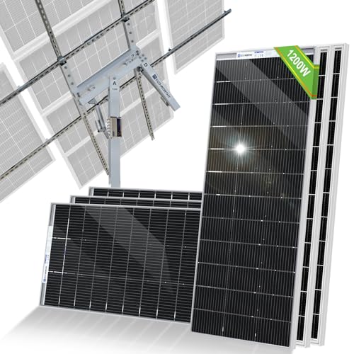 ECO-WORTHY 1200W Solarpanel Kit: 6 Stücke195W Bifacial Solarpanel + Solarpanel Halterung Zweiachsiges Tracking-System (Erhöhung der Leistung um 40%) Ideal für Hof/Hof/Feld