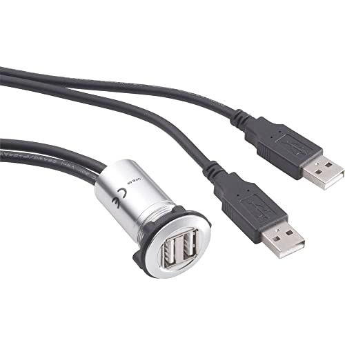TRU Components USB-06 USB-Doppeleinbaubuchse 2.0 2 x USB-Buchse Typ A auf 2 x USB-Stecker Typ A mit