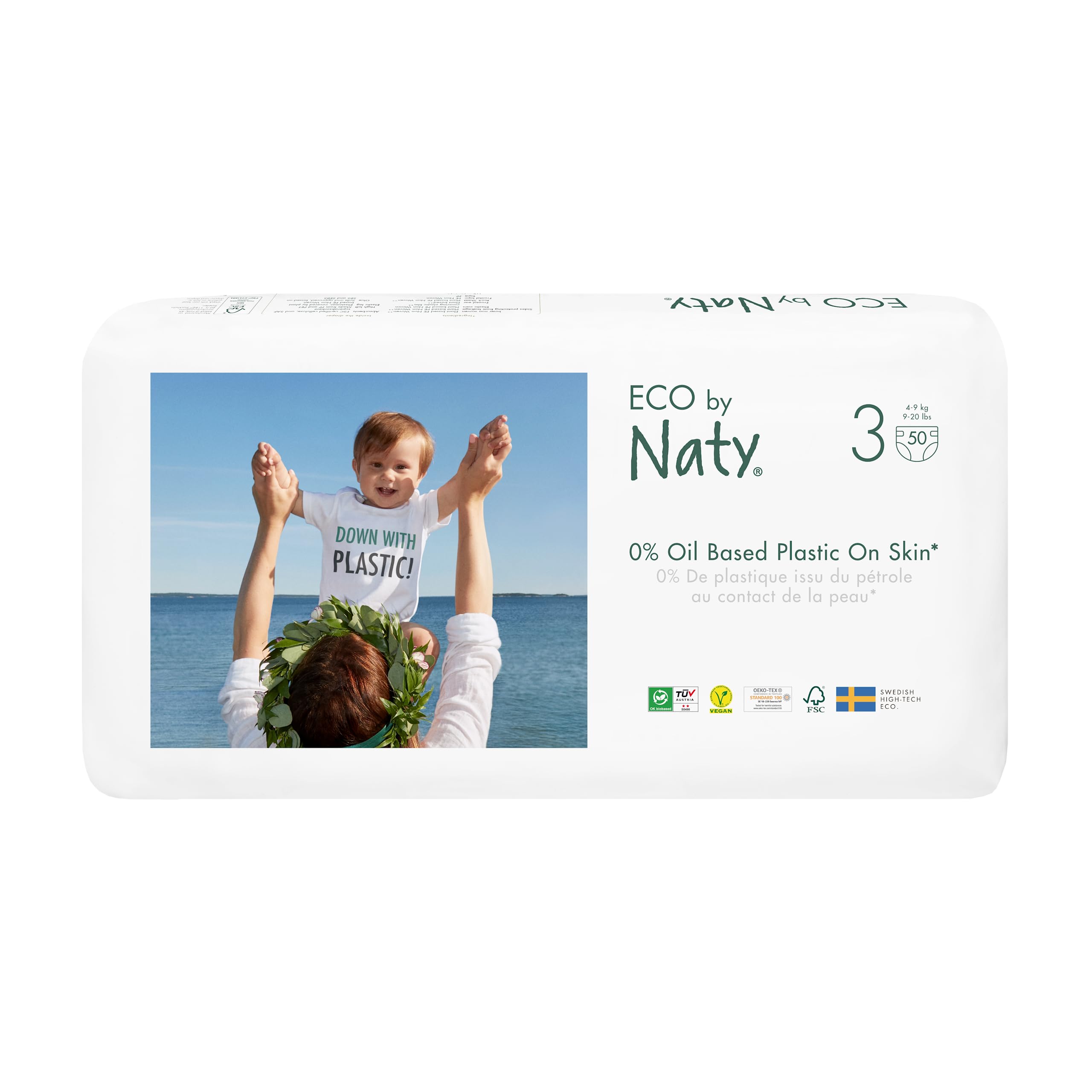 Eco by Naty Baby Öko Windeln - umweltfreundliche Premium-Bio Windeln aus pflanzenbasierten Materialien, ideal für empfindliche Babyhaut (Größe 3 - 100 Stück)
