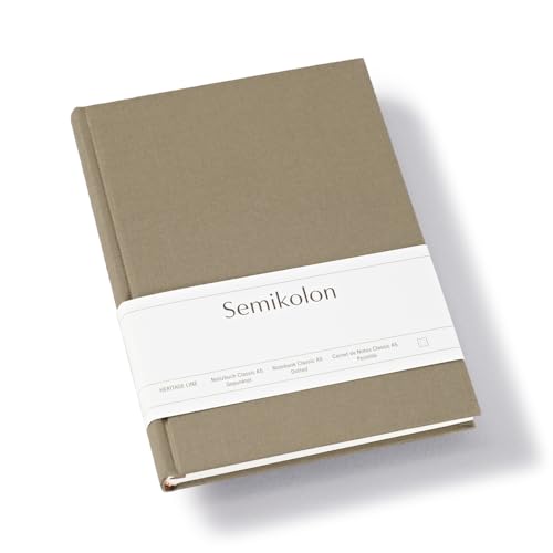 Semikolon 370050 - Notizbuch Classic A5 dotted - 176 Seiten, cremeweißes Papier – Lesezeichen – fango beige