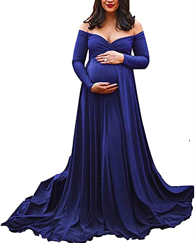 Schwangerschafts Kleid Für Shooting Abendkleid Schwangerschaftskleid Fotoshooting Umstandskleider Frauen Elegant Schulterfreies Spitzenkleid Maxikleid Umstandsmode-Yellow||XL(Bust:98-108cm)