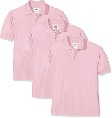 Fruit of the Loom Unisex-Kinder Short Sleeve Poloshirt, Light Pink 52), 12-13 Jahre (3er Pack)