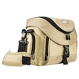 Mantona Premium Kameratasche - Universaltasche inkl. Schnellzugriff, Staubschutz, Tragegurt und Zubehörfach, geeignet für DSLM und DSLR Kameras, sand/schwarz