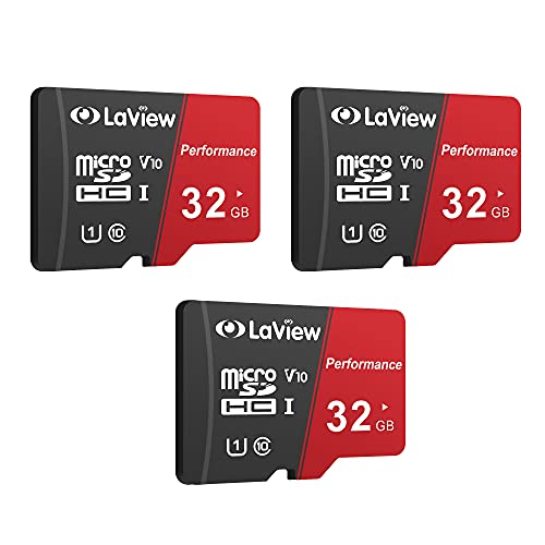 LaView 32 GB x 3 Micro SD Karte, Micro SDXC UHS-I Speicherkarte - 95MB/s, 633X, U1, C10, Full HD Video V10, A1, FAT32, High Speed Flash TF Karte P500 für Handy/Tablet/PC/Computer mit Adapter