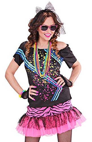 80er Jahre Disco Girl Kostüm für Damen - Schwarz Pink Gr. M