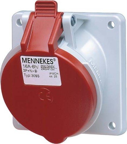 Mennekes 16A5P 6H400V Anbaudose TwinCONTACT IP 44 schraubenlose Anschlusstechnik Neigung 20 FL. 85 x 85 mm BL. 70 x 70 mm, Kunststoff, normal