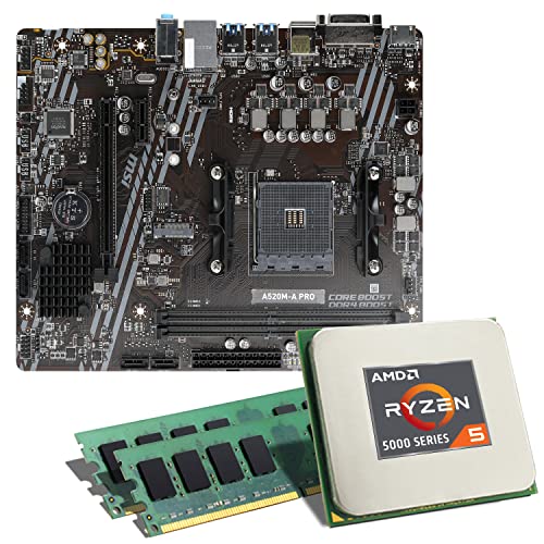 Mainboard Bundle | AMD Ryzen 5 5500 6x3600 MHz, ASRock A520M-HVS, 32 GB DDR4-RAM, 1x M.2 Port, 4X SATA 6Gb/s, USB 3.1 Gen1 | Tuning Kit | CSL PC Aufrüstkit