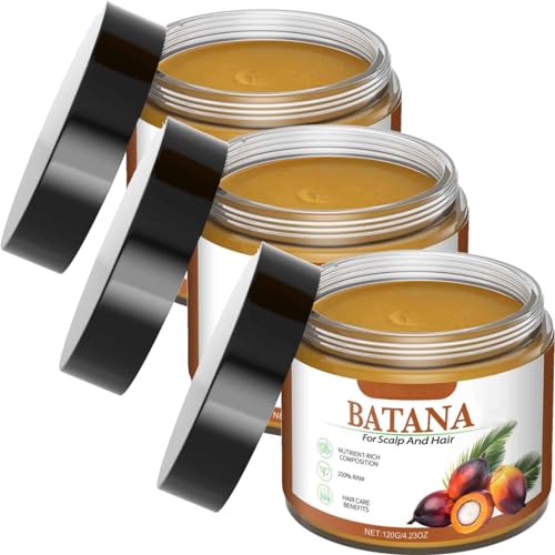 Raw Batana Oil for Hair Growth - 100% Pure and Raw Unrefined Batana Oil Dr. Sebi, Organic Batana Oil Prevents Hair Loss, Restores Damaged Hair and Scalp, Promotes Hair Thickness for Men & Women (3PC)