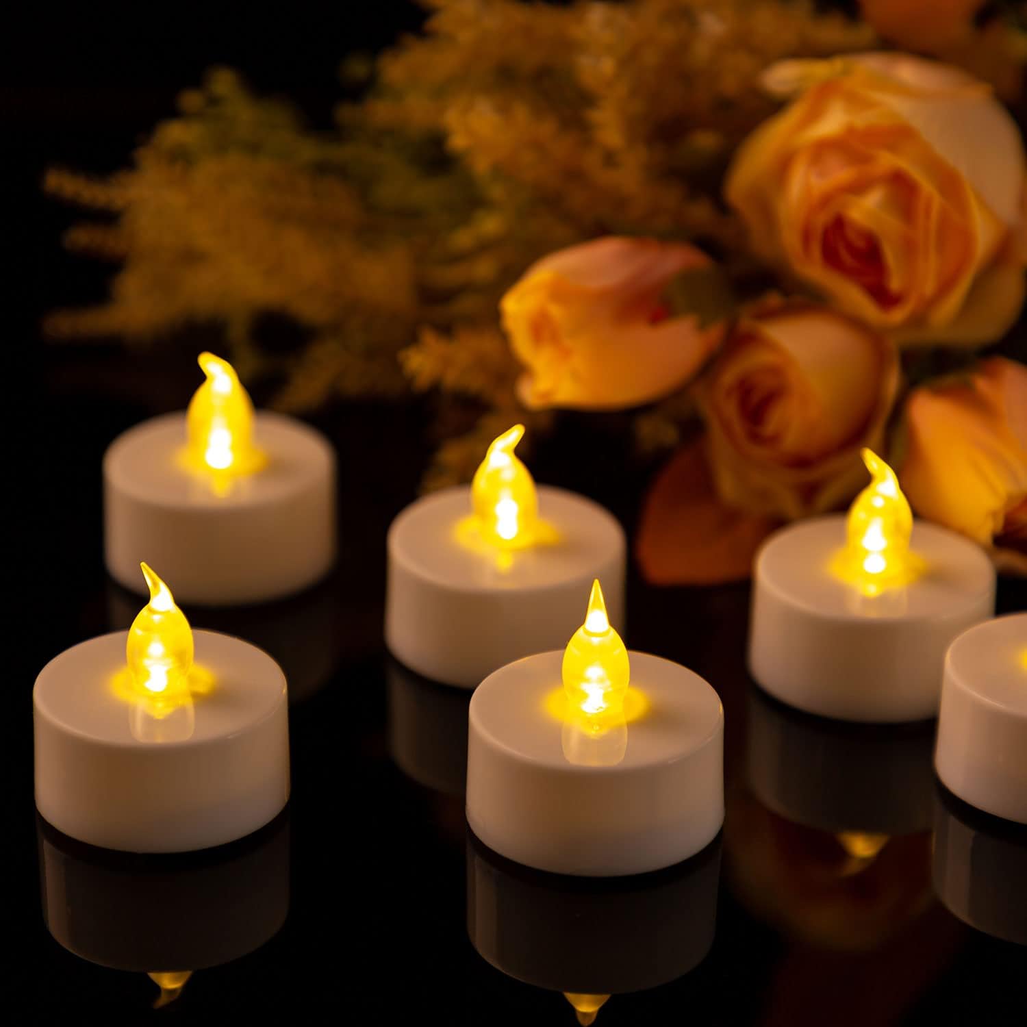 Candlesee Led Teelichter 100 Stück Flammenlose Led Kerzen, Elektrische Gefälschte Kerze mit Flackernd Lichter - Batteriebetrieben Teelichter für Weihnachten Ostern Hochzeit Party Dekoration (WarmGelb)