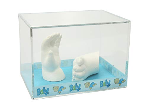 Lucky Hands Acrylglasvitrine mit Baby-Band (hellblau, 10 x 10 x 15 cm)