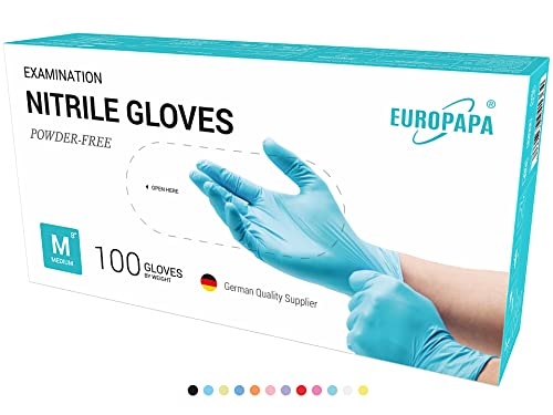EUROPAPA® 1000x Nitrilhandschuhe Einweghandschuhe puderfrei Untersuchungshandschuhe EN455 EN374 latexfrei Einmalhandschuhe Handschuhe in Gr. S, M, L & XL verfügbar (Hellblau, M)