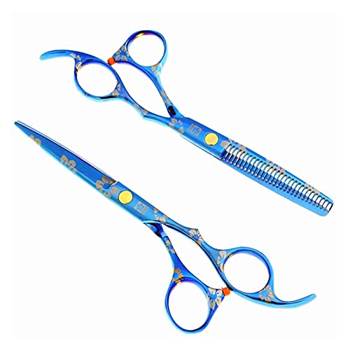 RH-HPC Scheren für Haarschneidung 5,5/6-Zoll-Blauer Kirsch-Friseur-Schere, Haarschere, dünnere Haarschere, Flache Schere, Friseur-Schere Haarschneidet (Color : 5.5 inch Set)