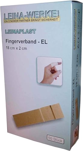 LEINAWERKE 72003 LEINAPLAST-Fingerverbände 18 cm x 2 cm, EL, 100 Stk. einzeln verpackt