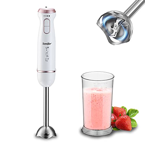 Elektrische Stabmixer, stufenlose Geschwindigkeit, Edelstahl, zweiteilig, TURBO-Taste, One-Touch-Trennung, 1000 W, verschiedene Farben, weiß|grün|rosa (weiß)