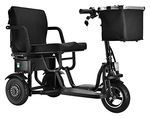 Zusammenklappbarer elektrischer Mobilitäts-Scooter 3-Rad-leichter tragbarer Power-Reise-Scooter-Unterstützung 280 lbs Gewicht nur 58 lbs lange Reichweite (Color : C09b With Basket)
