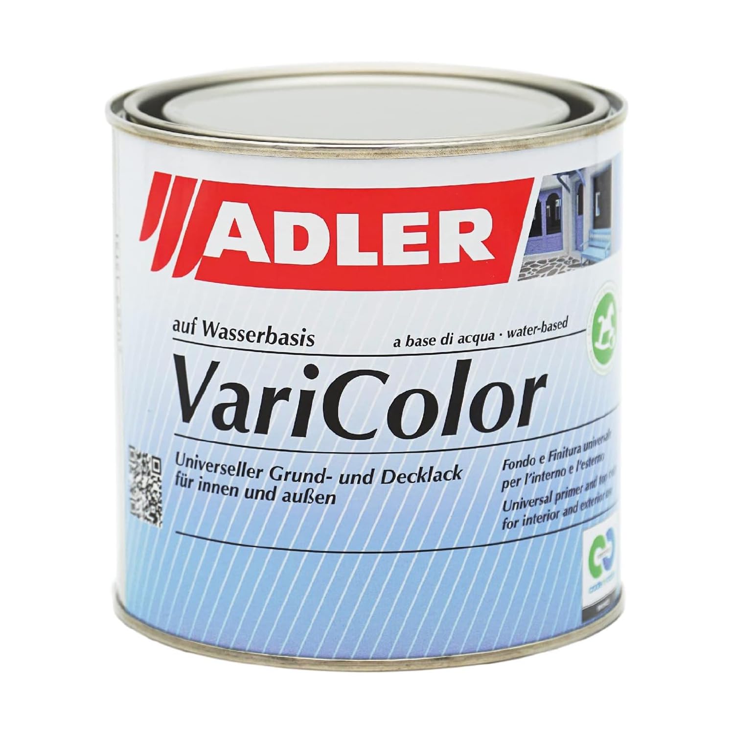 ADLER Varicolor 2in1 Acryl Buntlack für Innen und Außen - 750 ml RAL9001 Cremeweiß Cremeweiß Beige - Wetterfester Lack und Grundierung - matt