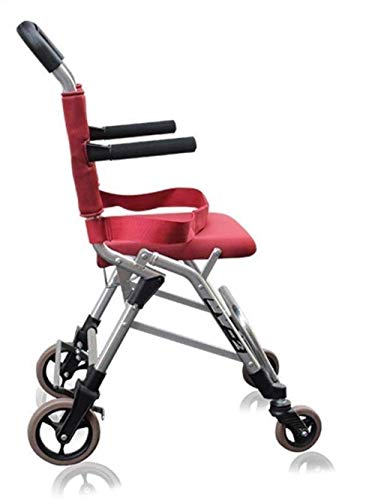 Gehrahmen Rollatoren Compact Elderly Rollstuhl Leichtklapp Rollstuhl Senioren Behinderte leichtgewichtrollator faltbar (Color : Red)