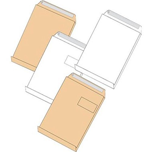 Elepa - rössler kuvert 30007044 Faltentaschen B4 fadenverstärkt ohne Fenster mit 40 mm-Falte und Klotzboden, 140 g/qm, 100 Stück, weiß