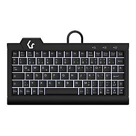 Super Mini Tastatur mit Hintergrundbeleuchtung, USB/PS/2, schwarz (KSK-3010ELC (DE))