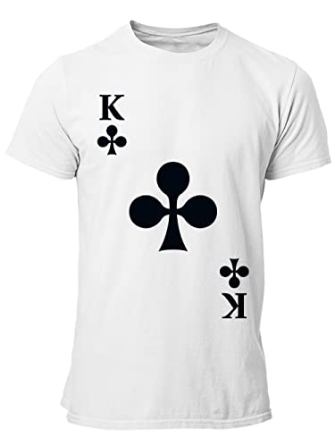 clothinx Herren T-Shirt Kreuz König Karneval, Fasching Spielkarten Kostüm Weiß Größe XXL