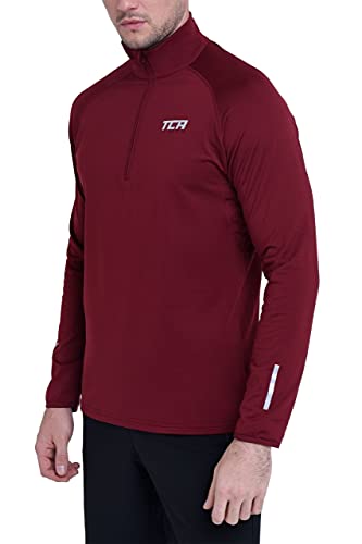 TCA Winter Run Herren Thermo Langarm Trainingsshirt mit Viertel-Reißverschluss - Warmes Laufshirt für Männer - Cabernet (Dunkelrot), M