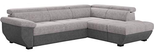 Mivano Ecksofa Speedway / Moderne Couch in L-Form mit verstellbaren Kopfteilen und Ottomane / 262 x 79 x 224 / Zweifarbig: Grau/Dunkelgrau