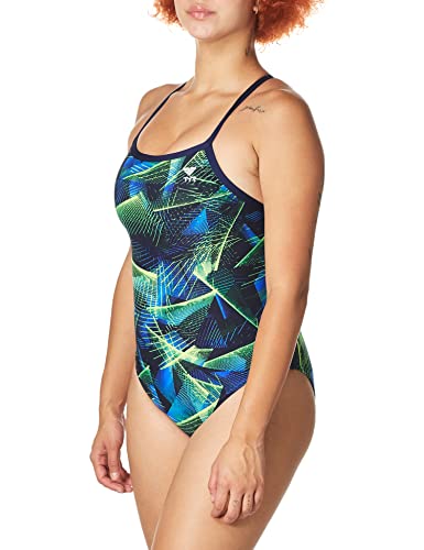 TYR Damen Swim Suit AXIS Diamondfit, bleu/vert, 32, DAX7A
