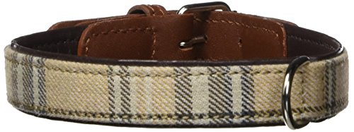 La Cinopelca Hundehalsband Hundehalsband Leder und Canvas Tartan, handgefertigt