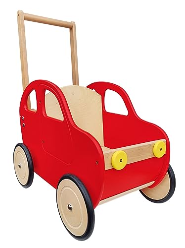 Erst-Holz Lauflernwagen rotes Auto Teddytransporter Holzauto Puppenwagen 95-003