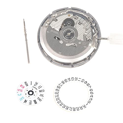 LAPOOH NH36/NH36A HochpräZises Automatisches Mechanisches Doppelkalender-Uhrwerk mit Stahlschaft + Wochenzifferblatt + Kalenderzifferblatt-Kit