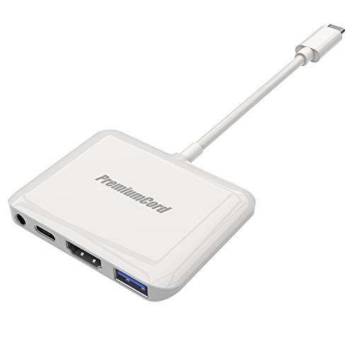 PremiumCord USB-C zu HDMI 2.0 Konverter + USB 3.0 + Audio + PD, Auflösung 4K UHD 2160p 60Hz, Full HD 1080p, weiß