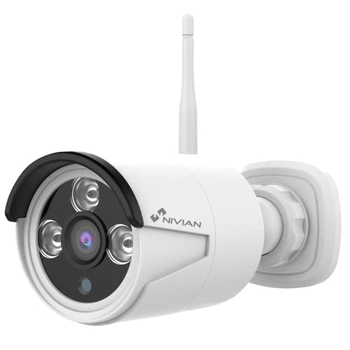 Nivian 3Mpx WiFi Bullet Kamera-Nachtsicht-Geeignet für Innen- und Außenbereich IP66-H265 + Codierung - Kompatibel mit Nivian NV-KIT830W-4CAM und NV-KIT430W-4CAM Videoüberwachungs-KIT