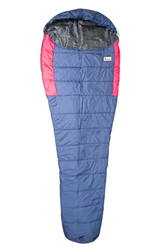 ACTIVA Premium Schlafsack, 3-4 Jahreszeiten Wasserabweisend 5 ℃ bis 20 ℃ mit Kompressionssack für Erwachsene, Kinder, Damen, Herren Outdoor Camping, Wandern, Rucksackreisen (Mumie Blau Pink)