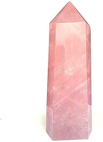 LiuliuBull Natürlicher rosa Rosenquarz Kristall Obelisk Zauberstab Punkt Heilung Probe Rose Quarz Stein (Size : 500g)