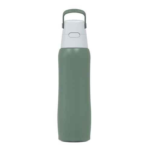 DAFI Solid Steel Trinkflasche mit Filter, 800ml | Salbei | Wasserflasche mit Strohhalm aus Edelstahl | BPA-frei, Wasserfilterflasche hergestellt in der EU | Water Bottle, Wasserfilter Flasche