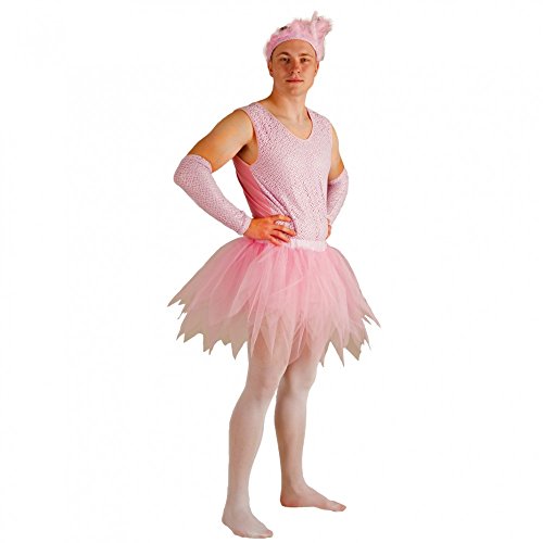 Krause & Sohn Kostüm Ballerina für Männer Body Tüllrock Armstulpen rosa Männerballett (L)