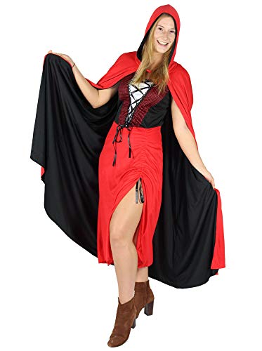 Foxxeo Rotkäppchen Halloween Kostüm für Damen Wolf Jägerin Halloweenkostüm Fasching Karneval rot Größe S