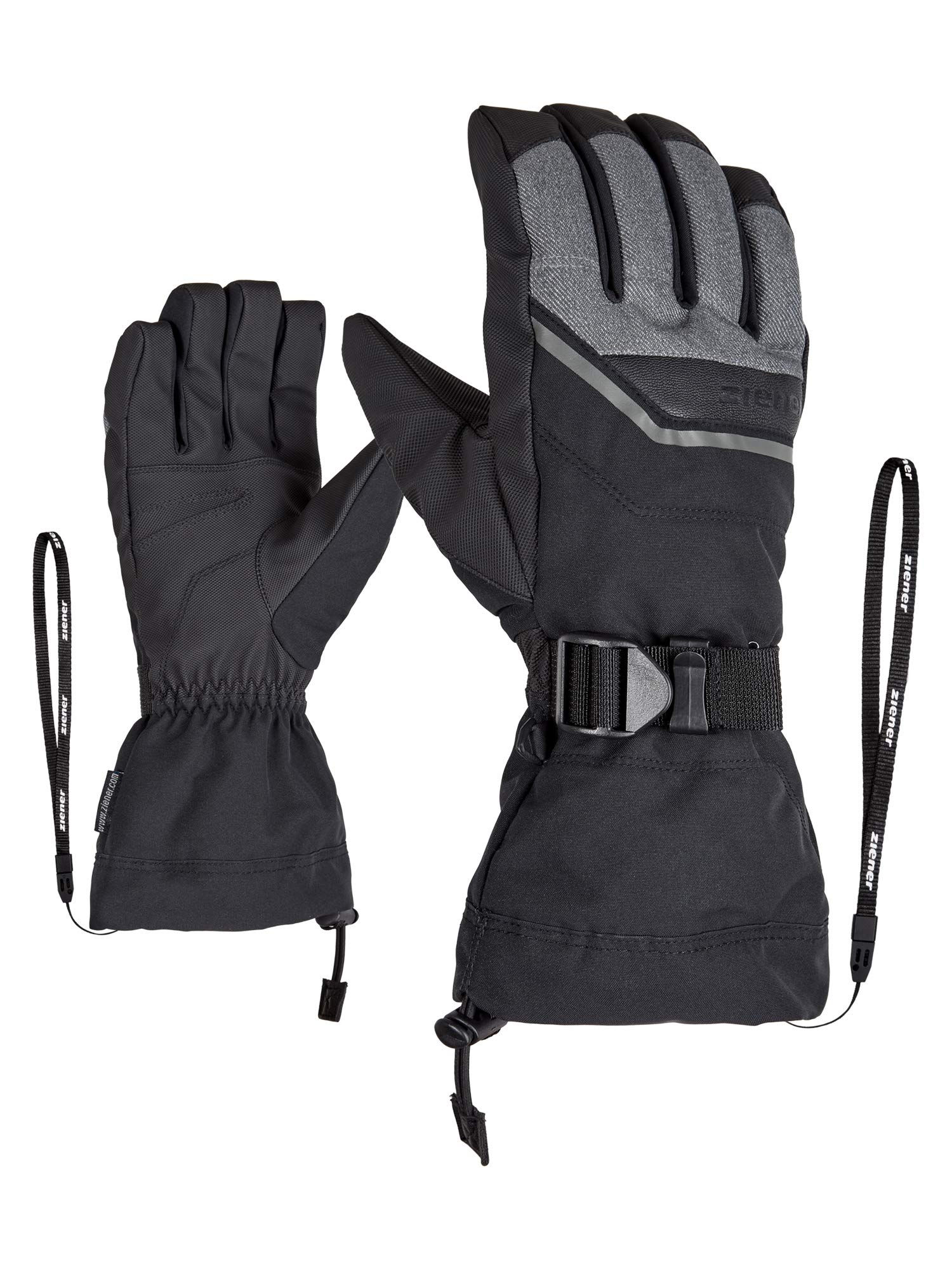 Ziener Erwachsene Ski-Handschuhe / Wintersport, Wasserdicht, Atmungsaktiv Gillian AS, Grey Denim, 10,5, 801064