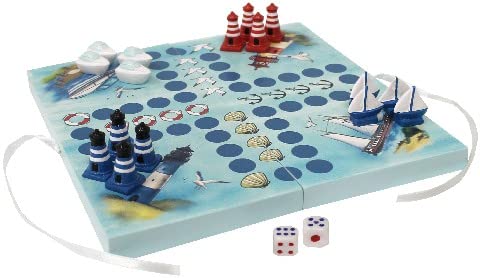 osters muschel-sammler-shop Würfelspiel maritim - das Kultspiel/Reisepiel/Nordsee/Meer/Strand (Leuchtturm blau)