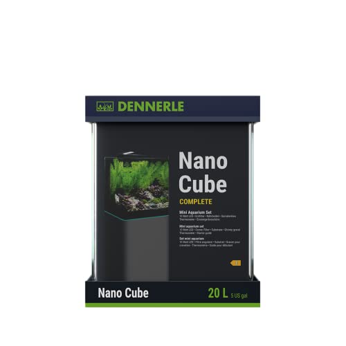 Dennerle Nano Cube Complete 20 Liter - Mini Aquarium mit Abgerundeter Frontscheibe - Komplett-Set