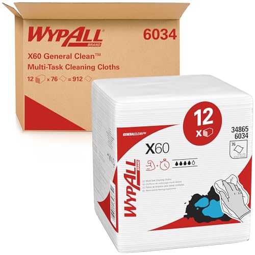 WypAll 6034 X60 1/4-gefaltete Tücher, 12 Packungen x 76 viertelgefalteten, weiß, Tüchern