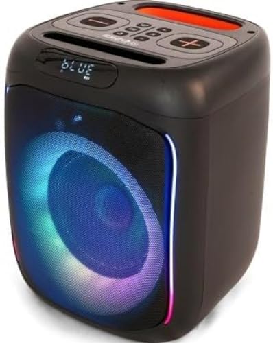 Ibiza - CUBE180-6,5"/16cm 180W batteriebetriebener Lautsprecher mit kabelgebundenem Mikrofon und Lichteffekt - Bluetooth, USB, MicroSD, TWS - Schwarz