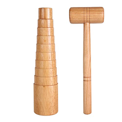 Dorn Sizer Hammer Set, 2 Stück Holz Dorn Sizer Schmuck Schmuck Anpassen Armreif Größe Messung Stick Hammer Werkzeug Set