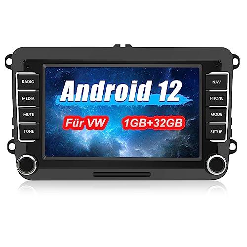 AWESAFE Android Autoradio für VW, Seat, Skofa, Golf, Android 12 7 Zoll Touchscreen Radio mit Navigation, Bluetooth, Carplay, Mirrorlink, WLAN, USB, FM, 1G+32G