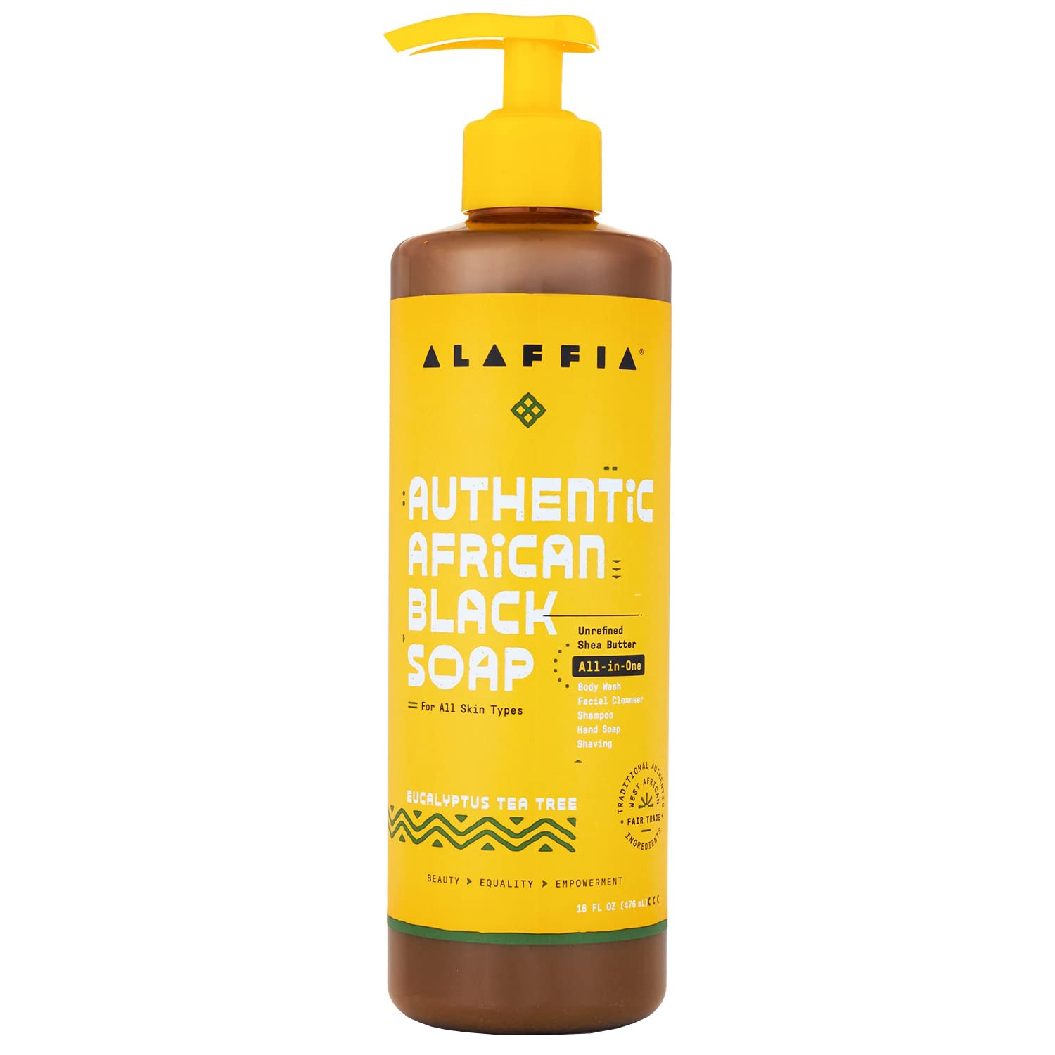 Authentic African Black Soap, Eukalyptus Teebaum, 16 Flüssigunzen (475 ml) - Alaffia