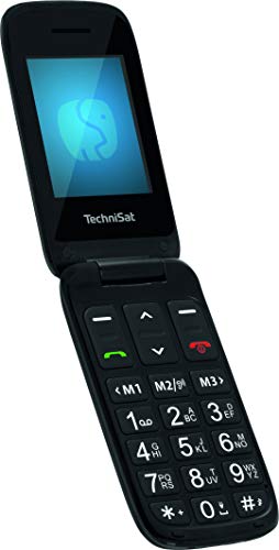TechniSat TECHNIPHONE ISI 4 - Klappbares Seniorenhandy ohne Vertrag (2.4 Zoll Display, Mini SIM, MicroSD Kartenslot, inklusive Ladestation, 900 mAh Akku) schwarz